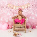 A memorable, glittery and shimmery pink themed cake smash